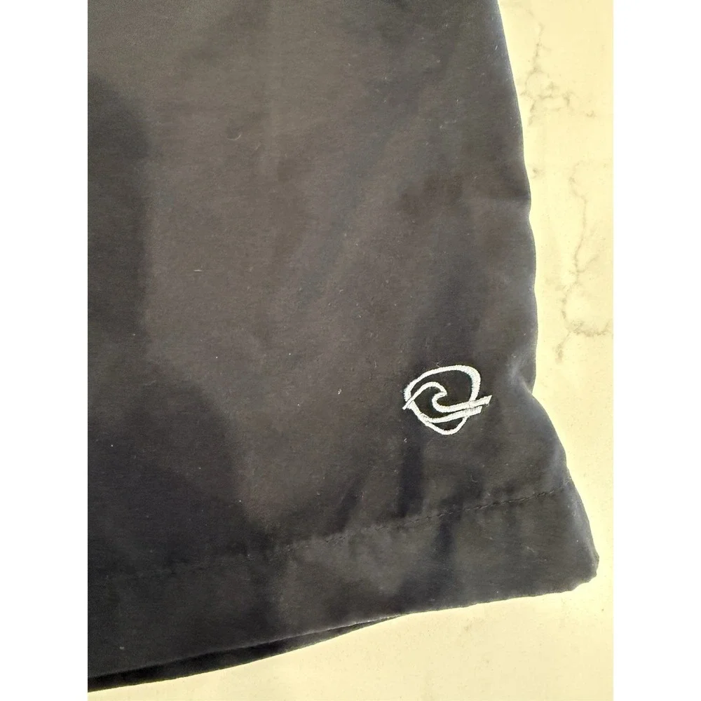 Men's Wave Zone Black Cargo Swim trunks Size‎ Large Drawstring Pockets Logo